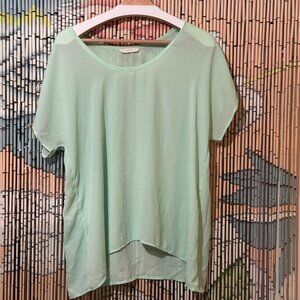 LUSH, Lightweight Chiffon Cap Sleeve T-Shirt Blouse, Mint Green, Large